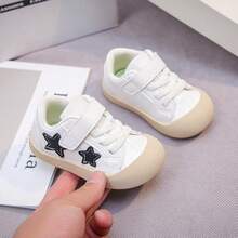 1 Pair Baby Walking Shoes, Toddler Soft Sole Fashion Casual Shoes, New Hook And Loop Sports Shoes, Comfortable Breathable Student Shoes - Beige - View 4