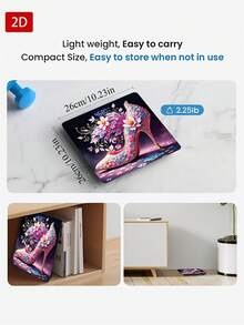 1pc Electronic Weighing Scale LED Digital Display - High Heel Shoes With Floral Decoration On Purple Background, Uses AAA Batteries (Batteries Not Included), Tempered Glass Surface, Temperature Detection - Multicolor - View 5