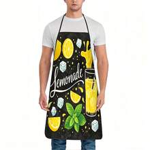 1pc Fun Print Apron, Pattern Of Lemon Soda Ice Cubes And Mint Leaves, Made Of Durable And Easy To Clean Polyester, With Adjustable Waistband, Perfect For Cooking, Gardening, Orchard Picking And Holiday Events - Multicolor - View 7