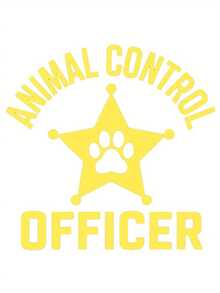 Men's T-Shirt With Animal Control Officer Print - Black Base, Eye-Catching Yellow Print - Breathable Cotton Blend T-Shirt - 白色 - 查看 3