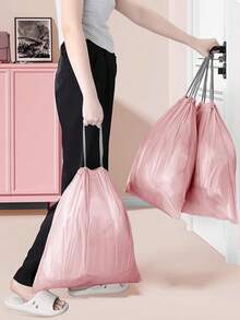 50pcs Disposable Trash Bags, Small Colored Garbage Bags, Leak-Proof Design, Suitable For Home And Outdoor Trash Cans, Car, Office, Pet Waste, Stain-Resistant, Random Color, For Kitchen, Bathroom, Home Use - Pink - View 6