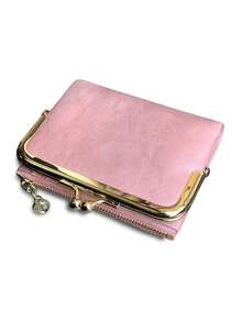 Women's RFID Blocking Kiss Lock Short Wallet Large Capacity | Multi Card Slots, Zipper Coin Pocket, Vintage Clutch Ladies Purse - Multicolor - View 19