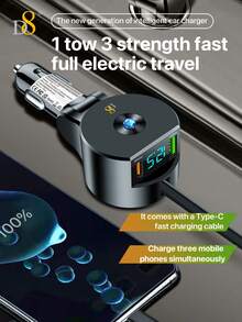 D8 3-In-1 Retractable Car Charger | 30W PD + 18W QC3.0 Fast Charging, USB-C Multi-Port Car Charger | Foldable & Retractable Cable, Portable Mini Travel Charging Essential | Compatible With IPhone 17/16/15, Ma*Book & S24/S23+ Fast Charging - Multicolor - View 4