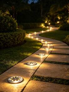 4 Solar Ground Lights | 8 LED Stainless Steel Ground Lights, Weatherproof Outdoor And Home Decor, Suitable For Garden/Path/Balcony, Elegant Landscape Gift Set, Yard Decoration - Multicolor - View 5