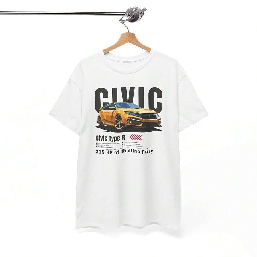 T-Shirt For Men And Women, Summer Brand T-Shirt,  Civic Type R Short-Sleeve T-Shirt For Spring And Autumn, Top For Cycling And Motorcycle. - Shape - View 1