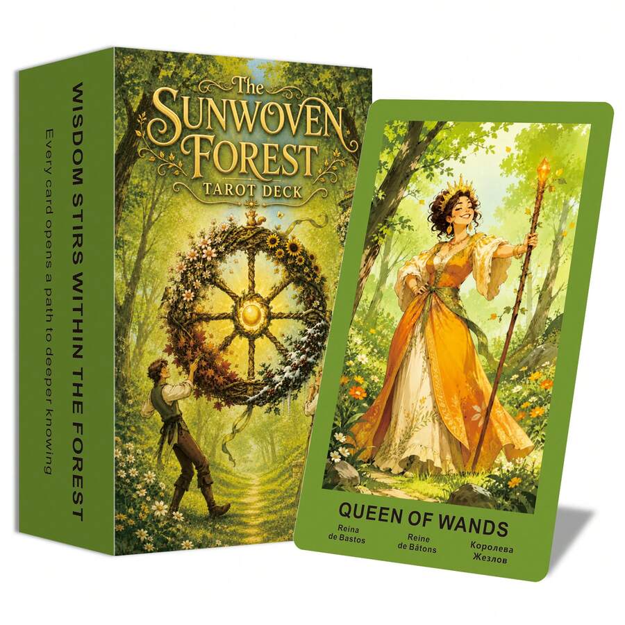 Mazo de Tarot Sunwoven Forest, 78 cartas, hermoso tema de naturaleza, colección de arte, apto para principiantes, con guía de papel en 4 idiomas (EN/RU/ES/FR), regalo de estilo de vida estético - Multicolor - Ver 1