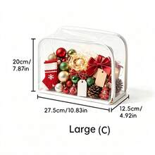 1pc Multi Size Clear PVC Christmas Small Accessory Storage Bag White Trim Zipper Transparent Holiday Organizer Pouch For Gift Tags Ribbons Fairy Light Parts Baking Cutters Kids Festive Hair Clips Mini Ornaments - Multicolor - View 13
