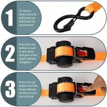 2pcs Orange Retractable Ratchet Tie Down Straps,Polyester Webbing With Steel Ratchet,Self Locking Auto Wind Quick Release,Adjustable Length Lightweight,Suitable For Truck Trailer Motorcycle Cargo Securing,Anti-Rust Coating Durable All-Weather Use - Telescopic Ratchet Strap - View 11