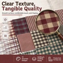 30/60pcs Striped Plaid Fabric Set, Pre-Cut Fabric, Vibrant Classic Plaid Combination, Premium Colored Yarn-Dyed Plaid Fabric, Suitable For DIY Sewing, DIY Crafts, Home Decor, Patchwork And Embroidery Crafts. Soft, Durable, Multi-Functional Fabric, Christmas Preferred Fabric, Hand Wash Only. - one-size - View 3