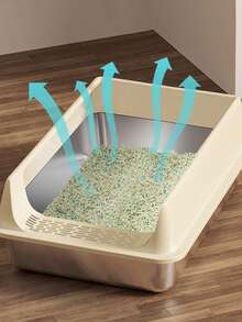 1/6/10pcs Extra Large Stainless Steel Cat Litter Box, Semi-Enclosed Hollow Design, Low-Opening Anti-Spill Anti-Tracking Anti-Clumping, Easy To Clean, Durable, 1 Set - one-size - View 3