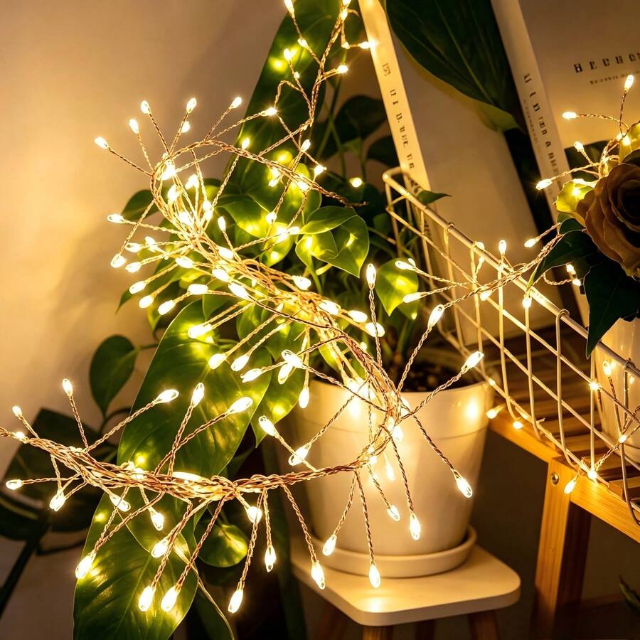 USB Plug-In Firecracker Atmosphere Light, 8 Variable Flashing Modes Waterproof String Lights, Suitable For All Holiday Scene Decorations