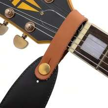 La correa para guitarra de cuero genuino Miwayer con hebilla de  adecuada para bajo, ukelele, guitarra acústica y un accesorio confiable para instrumentos musicales. - Negro - Ver 7