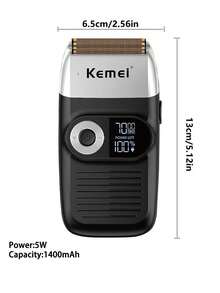 Kemei KM-2026 Men's Electric Shaver With Pop-Up Trimmer, Perfect For Shaving Hair And Face | Rechargeable Electric Shaver, 120-Minute Battery Life, With LED Display, Suitable For Both Wet And Dry Use - Black - View 12
