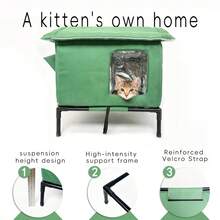 Outdoor Cat House Detachable Elevated Waterproof Pet Bed - Multi-color - View 7