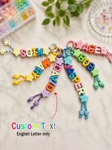 [Customized] 1pc Acrylic Large Letter Keychain, Handmade Woven Keychain, Customizable English Letter, Birthday Gift - Multicolor - View 1