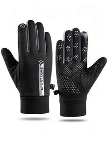 1 Pair Thick Warm Windproof Cold-Resistant Touchscreen Sports Gloves For Teens, Suitable For Outdoor Cycling And Hiking In Autumn/Winter, Unisex For Boys And Girls - Multicolor - View 9
