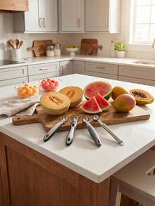 Stainless Steel Melon Ball Spoon: Features A Rust-Proof, Sturdy And Durable Design With A Comfortable Grip. Suitable For Scooping Melons, Watermelons, Ice Cream And Other Fruits, As Well As For Decorating Fruit Platters. - Multicolor - View 8