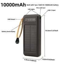 LADAPU Fast Charging Integrated Cable Portable Power Source 10000mAh 5W Slow Charging Multifunctional Solar Panel Power Bank, Large Capacity Rechargeable Portable Mobile Phone Charger, Built-In 4-In-1 Detachable Cable, 4 Models Ultra-Bright Flashlight, Outdoor Travel Must Have Battery Packs, Hidden Phone Holder, Memorial Day, Graduation - White - View 6