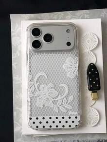 Fashionable Elegant Lace Mesh Flower Pattern Soft Transparent Phone Case Compatible With IPhone 18 17 Pro Max 18Pro 17Pro 16 Pro Max 16 15 14 13 Pro Max Stylish Lily Floral Clear Protective Cover - Lace Flowers - View 5