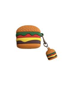 Cute 3D Hamburger Silicone Earphone Protective Case With Mini Hamburger Pendant, Cartoon Food Design Shockproof Protective Cover, Suitable Compatible With Airpods 4, Pro/Pro 2/Pro 3, Soft Anti-Drop Earbud Shell With Keychain - Multicolor - View 2