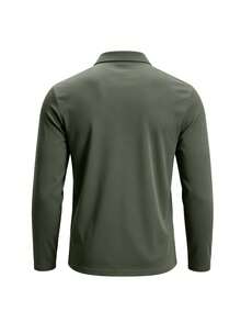 Men's High-Quality Long Sleeve Polo Shirt, Casual Solid Color Versatile, Spring Autumn Winter - Green - View 3