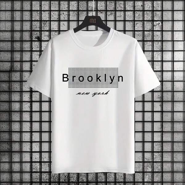 NEW SUMMER 2026, Fashionable Casual Urban T-Shirt With Round Neck, Short-Sleeve Top, Classic Pure Color T-Shirts In Black And White, Men's Clothing.