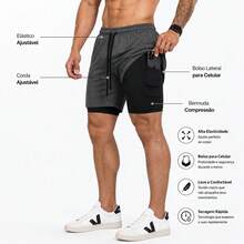 Kit Of 3 Men's Compression Fitness Shorts, Dry Fit, For Gym, Training, Running, CrossFit, Soccer - MultiWarna - View 2