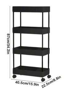 SH--4-Tier Organizer Cart with Rolling Wheels, Multifunctional Shelf for Kitchen, Bathroom and Office--recomendar - negro - Ver 6