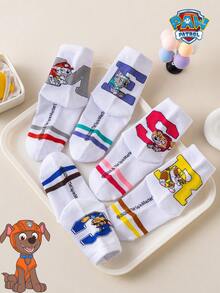 1/5/10 Pairs Paw Patrol Kids Socks Cute Puppy Winter Letter Mid-Calf Socks Fun Christmas Gift Children Socks - Multicolor - View 8