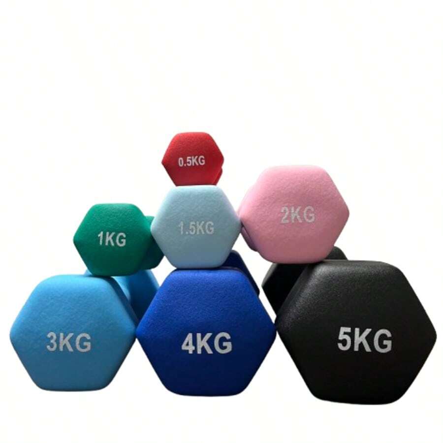 1pc Rubber Coated Matte Hex Dumbbell For Women Home Fitness - Multicolor - View 1