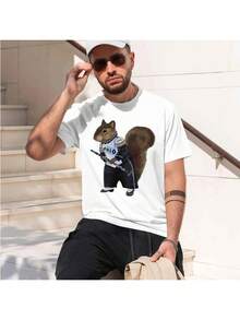 Plus-Size T-Shirts For Men And Women, Clarett Squirrel Design, New Short-Sleeved Round-Neck T-Shirt For Men 2026, Casual Style. - Black - View 1