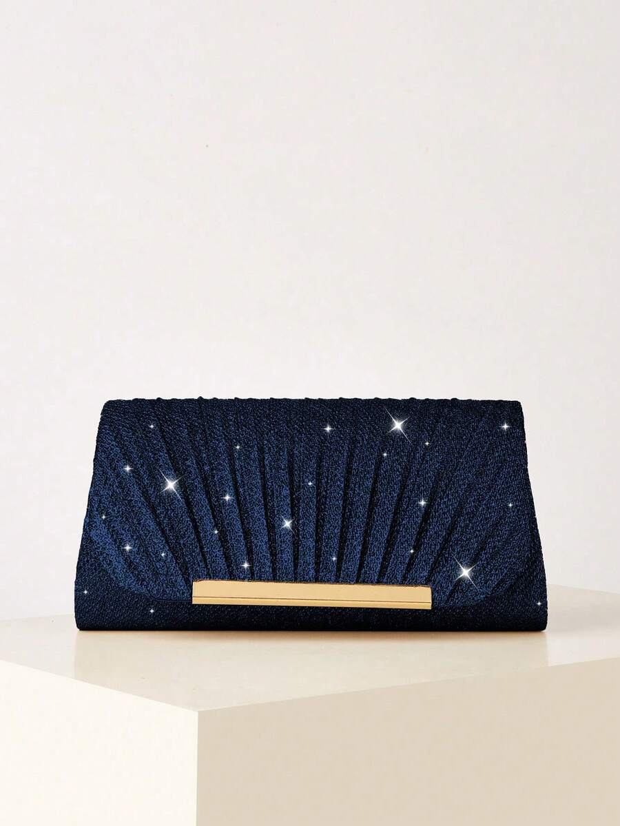 Luxury Charming Shiny Metallic Patchwork Envelope Clutch, Magnetic Closure Elegant Fashionable Evening Bag, Chain Bag For Women's Birthday Party And Wedding Dance