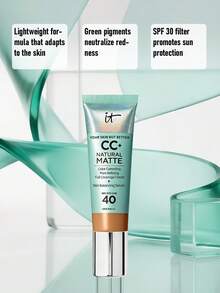 IT Cosmetics CC+ Cream 自然啞光全遮瑕底妝 SPF 40 #Rich Honey 32ml/1.08 Oz | 全遮瑕長效啞光底妝 | SPF 40 防護有害紫外線 - 濃鬱的蜂蜜 - 查看 3