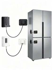 1 pieza Cerradura con contraseña para refrigerador y congelador, cerradura antirrobo para puerta de refrigerador, apta para refrigerador de cocina, cajones de gabinete, armario, ventanas, puertas - No se requieren herramientas ni perforación - Negro - Ver 8