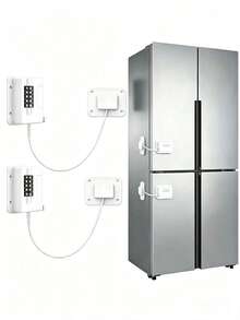 1 pieza Cerradura con contraseña para refrigerador y congelador, cerradura antirrobo para puerta de refrigerador, apta para refrigerador de cocina, cajones de gabinete, armario, ventanas, puertas - No se requieren herramientas ni perforación - Negro - Ver 10