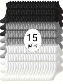 30/15/5 pares de calcetines deportivos clásicos unisex de media caña en negro, blanco y gris, adecuados para uso casual, hogar y deportes al aire libre, cómodos y suaves, aptos para uso diario. Set de calcetines de invierno - cómodos y suaves, regalo de Navidad para padres o parejas, unisex, adecuados para clima frío, calcetines largos, calcetines de invierno, uso todo el año | Múltiples colores disponibles, esencial para la vuelta al colegio, regalo de Navidad - Multicolor - Ver 12