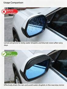 2/4pcs Car Rearview Mirror Rain Visor, Widened Enlarged Side Mirror Rain Guard, Self Adhesive Waterproof Anti Glare Mirror Rain Shield Accessories For Most Vehicles - Multicolor - View 3