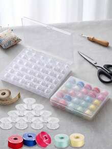 1pc Plastic Sewing Thread Spool Storage Box, Sewing Thread Organizer Box, Transparent Plastic Storage Box With 25 Empty Spool Slots - Multicolor - View 1