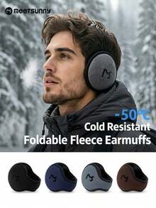 meetsunny Warm Foldable Winter Ear Muffs, Thick Soft Fleece Adjustable Behind Head Ear Warmers For Running, Skiing, Men & Women Cold Weather Ear Protection - Multicolor - View 10