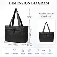 Large Capacity Lightweight Tote Bag For Women, Commuter Shoulder Laptop Bag, Fits 15.6 Inch Laptop And Tablet, Multi-Compartment Storage For Umbrella, Water Bottle, Cosmetics, Books And Documents, Waterproof Wear-Resistant Wrinkle-Resistant Fabric, Minimalist Versatile Handbag, Side External Pocket For Easy Access To Small Items, Suitable For Office Commute, Students, Short Trips And Casual Outings - Multicolor - View 2