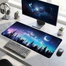 Großes erweitertes Gaming-Mauspad mit mystischem Aurora-Nacht-Himmel-Design, rutschfeste Gummibasis, glatte Gleitfläche, multifunktionale Schreibtischunterlage für Computer, Büro, Zuhause und Studium, abstrakte Universum-Desktop-Dekoration - A - Übersicht 2