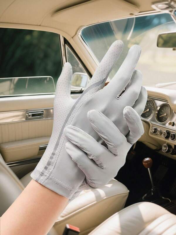 1 Pair Black & Grey Thin Ice Silk Sun Protection Flip Cover Fingerless Gloves With Reflective Strip Design, Quick Dry, UV Protection, Anti-Slip, Breathable For Fishing, Sports, Driving, Cycling