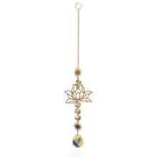 1pc Gold Lotus Crystal Light-Absorbing Pendant, Bedroom Living Room Home Decor Light Refraction Window Hanging Ornament - Lotus Crystal Wind Chime Pendant - View 9