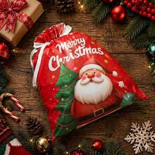 8pcs/1set Holiday Drawstring Gift Bags, Christmas Foil Gift Wrapping Bags, Suitable For Christmas Gifts, Party Favors - View 8