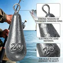 10pcs Water Drop Hanging Ring Lead Sinkers, Quick Bite Lead, Calibrated Lead, Hanging Ring Fishing Sinkers - Grey - View 6