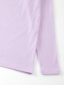 2pcs Women's Thermal Underwear Set, Round Neck Top + Pants, Winter Base Layer Tight-Fitting Innerwear - Lilac Purple - View 6
