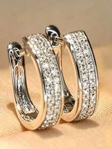 1 Pair Fashionable Cubic Zirconia Earrings, Jewelry Gift For Women On Party, Engagement, Anniversary, Valentine's Day - 2# - View 10