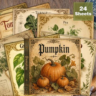 24 Sheets 6*6 Inch Vintage Seed Catalog Aesthetic Scrapbook/Journal, Retro Botanical Illustration Suitable For Collage, Origami And Journaling Materials, DIY Paper, Handmade Scrapbook, Bullet Journal, Greeting Cards, Gift Wrapping And Home Decor