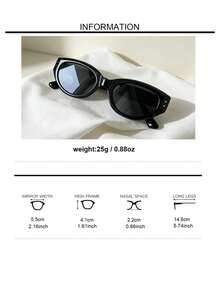 1PC Cat Eye Sunglasses For Women, Round Face, Men's Summer Sun Protection, Fashionable, UV-Resistant Glasses - Black - View 3