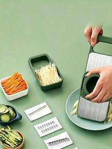 Stainless Steel Multi-Function Vegetable Cutter And Grater Kit, Replaceable Blades, Manual Kitchen Tool Set For Potatoes, Carrots And Cucumbers, Stainless Steel Cutting And Grating Tools - Multicolor - View 11